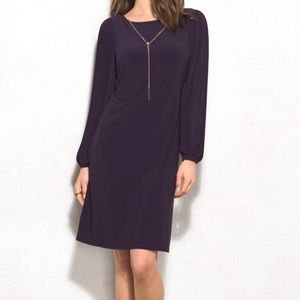 NEW! Pleated Chiffon Sleeve Necklace Knit Dress